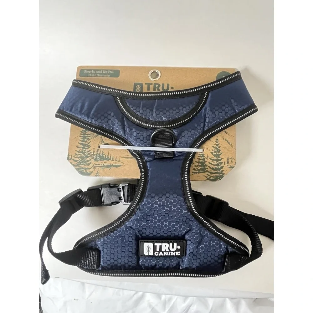 True Canine No Pull Dog Harness Step In Dual Harness Dark Blue Large NEW